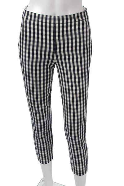 J Crew Women Blue Check Cropped Pants 24in Inseam 96% Cotton Size 00