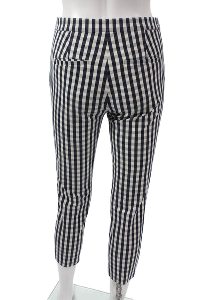 J Crew Women Blue Check Cropped Pants 24in Inseam 96% Cotton Size 00