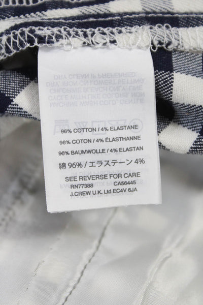 J Crew Women Blue Check Cropped Pants 24in Inseam 96% Cotton Size 00