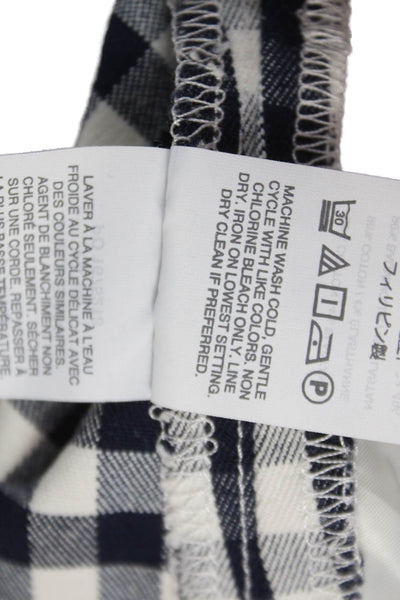J Crew Women Blue Check Cropped Pants 24in Inseam 96% Cotton Size 00