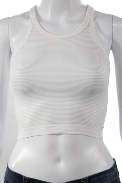 Lululemon Womens Cropped Striped Tank Sleeveless Round Neck White Size 2