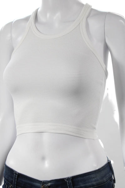 Lululemon Womens Cropped Striped Tank Sleeveless Round Neck White Size 2