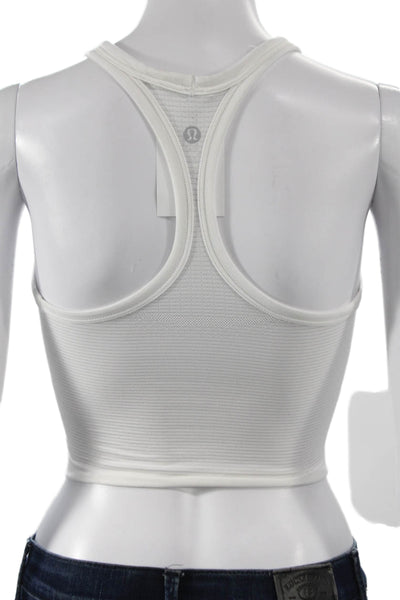 Lululemon Womens Cropped Striped Tank Sleeveless Round Neck White Size 2