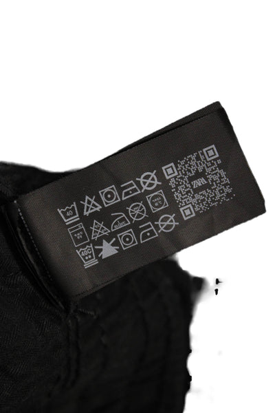 Zara Mens Jogger Pants Black Drawstring Cotton Elastane Solid Fall Size L