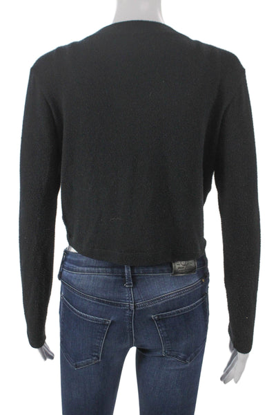 LNA Women Cardigan Black Polyester V-Neck Long Sleeve Size S