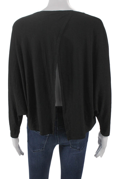 Nadia Tarr Women Cropped Tee 3/4 Sleeve Boat Neck Black Rayon Size One Size