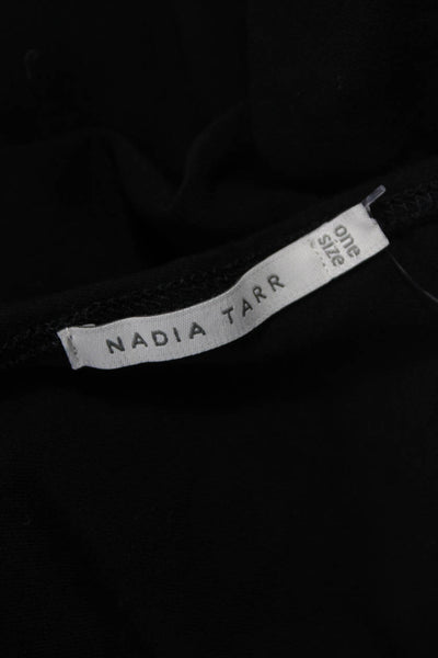 Nadia Tarr Women Cropped Tee 3/4 Sleeve Boat Neck Black Rayon Size One Size