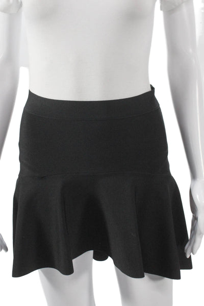 BCBGMAXAZRIA Women Black Trumpet Skirt Rayon Blend Short Size XS