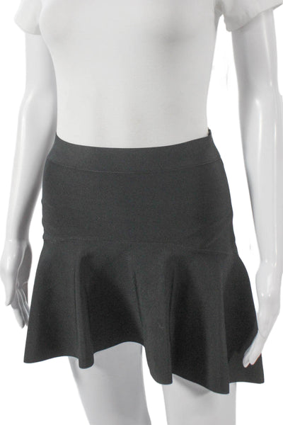BCBGMAXAZRIA Women Black Trumpet Skirt Rayon Blend Short Size XS