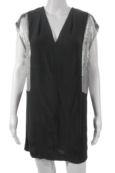 Sandro Women Shift Top Black Viscose V-Neck Sleeveless Size 1