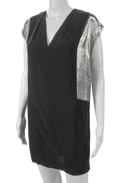Sandro Women Shift Top Black Viscose V-Neck Sleeveless Size 1