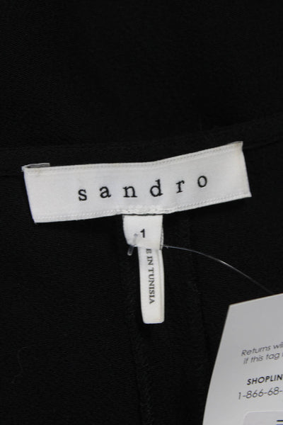 Sandro Women Shift Top Black Viscose V-Neck Sleeveless Size 1