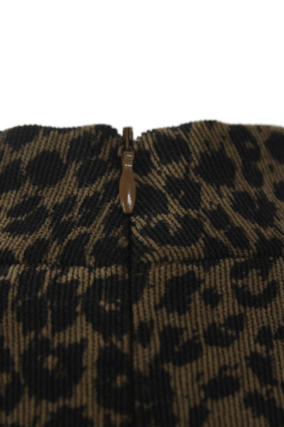 Zara Women Bodycon Dress Brown Animal Print Mock Neck Long Sleeve Short Size XS