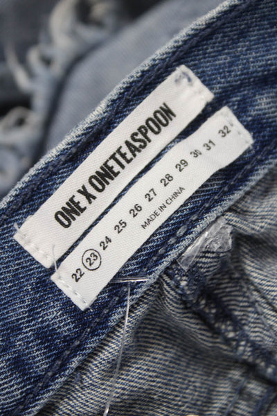One X One Teaspoon Women Cut-Off Shorts Blue 100% Cotton Size 23