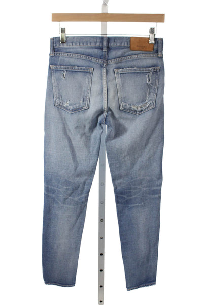 Moussy Womens Straight Jeans Blue Cotton Blend Mid Rise Inseam 27 Size 25