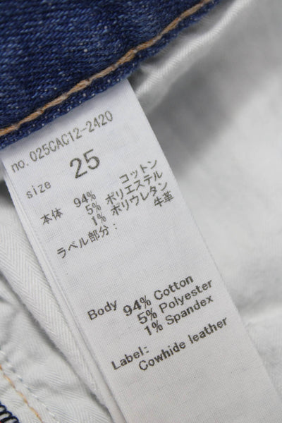Moussy Womens Straight Jeans Blue Cotton Blend Mid Rise Inseam 27 Size 25