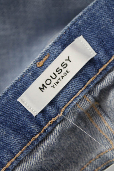 Moussy Womens Straight Jeans Blue Cotton Blend Mid Rise Inseam 27 Size 25