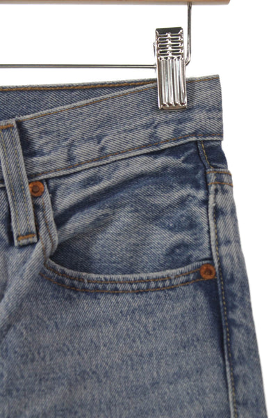 Levis Womens Straight Jeans Blue Mid Rise Button 100% Cotton Inseam 27 Size 24