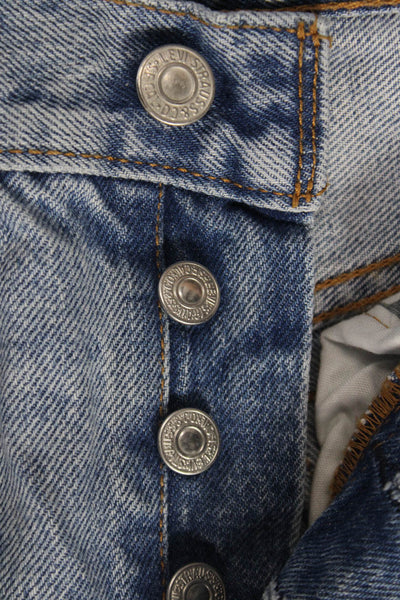 Levis Womens Straight Jeans Blue Mid Rise Button 100% Cotton Inseam 27 Size 24