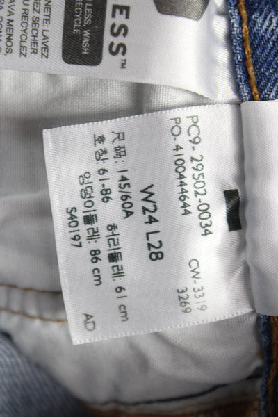 Levis Womens Straight Jeans Blue Mid Rise Button 100% Cotton Inseam 27 Size 24