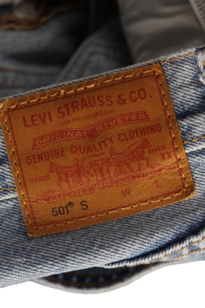 Levis Womens Straight Jeans Blue Mid Rise Button 100% Cotton Inseam 27 Size 24