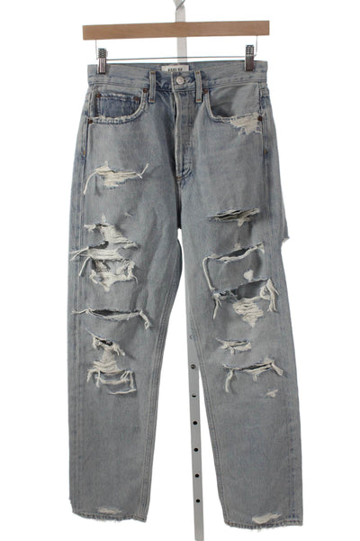 Agolde Women Mom Jeans High Rise Blue Button Fly 28 Inseam Size 24