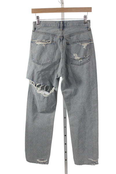 Agolde Women Mom Jeans High Rise Blue Button Fly 28 Inseam Size 24