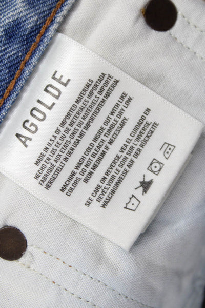 Agolde Women Mom Jeans High Rise Blue Button Fly 28 Inseam Size 24