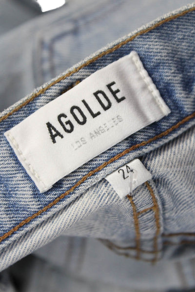 Agolde Women Mom Jeans High Rise Blue Button Fly 28 Inseam Size 24