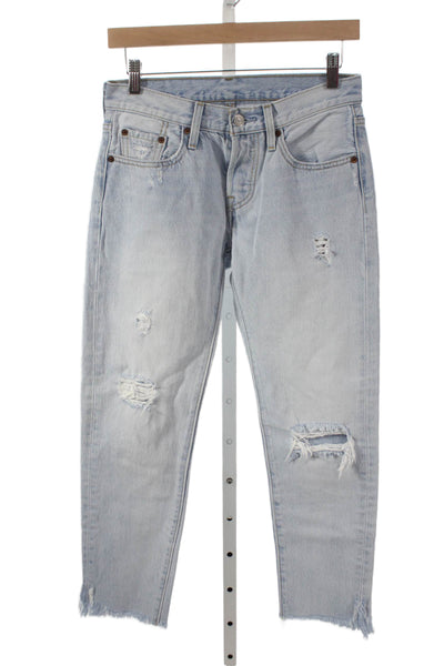 Levis Womens Straight Blue Jeans 100% Cotton Mid Rise Button Size 24