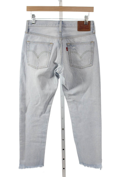 Levis Womens Straight Blue Jeans 100% Cotton Mid Rise Button Size 24