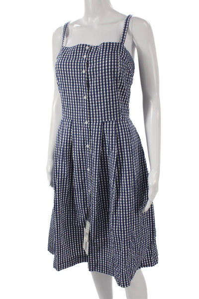 Brooks Brothers Red Fleece Women Blue Gingham Sundress Size 12