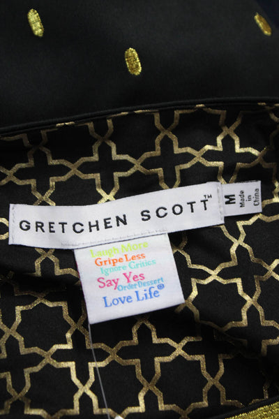 Gretchen Scott Women Black Shift Dress Boat Neck 3/4 Sleeve Geometric Size M