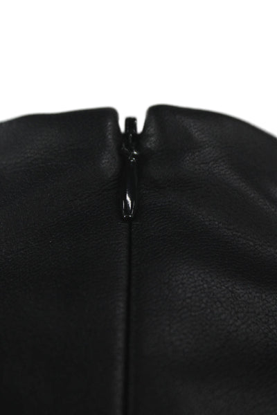 J. Mclaughlin Womens Sheath Dress Black Faux Leather Mockneck KneeLength Size L