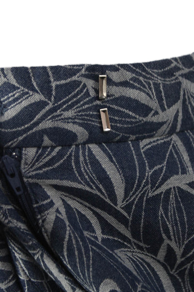 J. Mclaughlin Women Dress Pants Blue Floral Cotton Zip Inseam 32 Size 12
