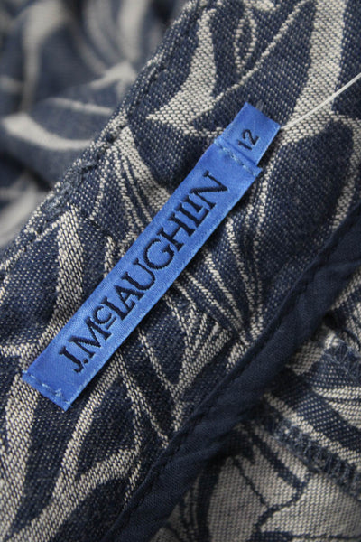 J. Mclaughlin Women Dress Pants Blue Floral Cotton Zip Inseam 32 Size 12