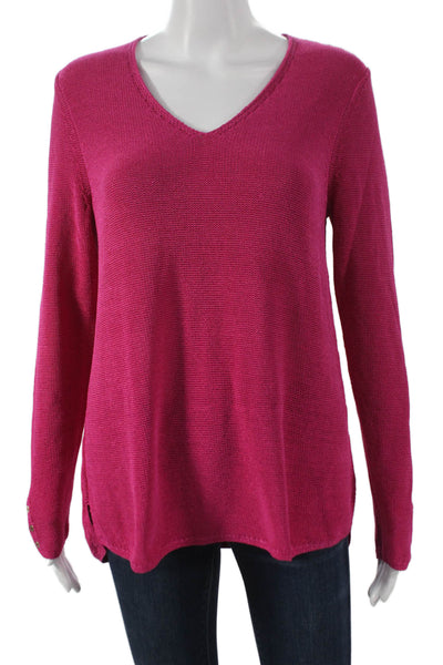 J. Mclaughlin Womens Pullover Sweater V-Neck Long Sleeve Pink Size M