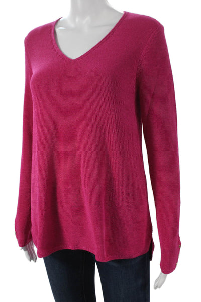 J. Mclaughlin Womens Pullover Sweater V-Neck Long Sleeve Pink Size M