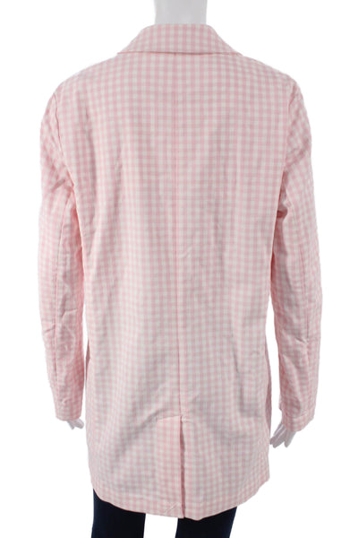 J. Mclaughlin Womens Tunic Button-Up Pink Check Collared Polyester Size M