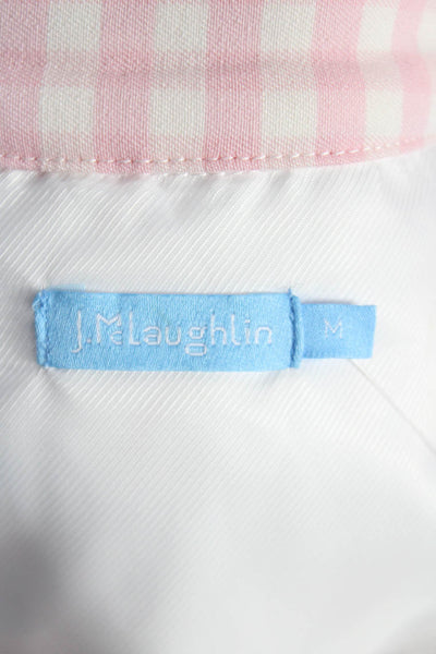 J. Mclaughlin Womens Tunic Button-Up Pink Check Collared Polyester Size M