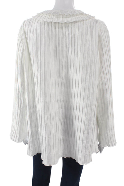 Emmelle Women Basic White Collared Button Long Sleeve Blouse Nylon Blend Size S