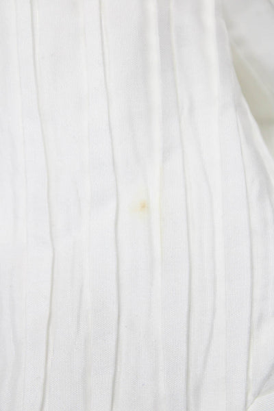 Emmelle Women Basic White Collared Button Long Sleeve Blouse Nylon Blend Size S