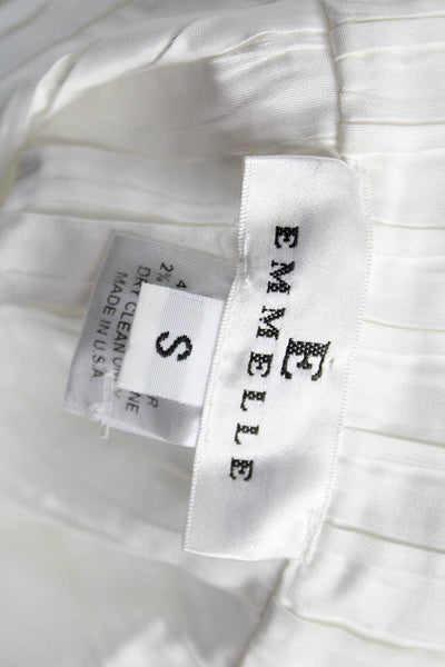 Emmelle Women Basic White Collared Button Long Sleeve Blouse Nylon Blend Size S