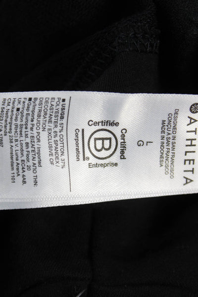 Athleta Womens Pullover Sweatshirt Collared Zip Cotton Black Long Sleeve Size L