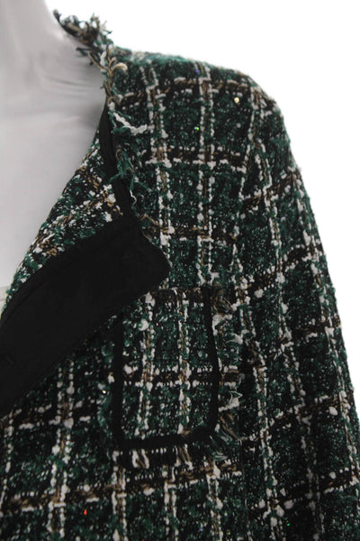 We're All Pretty Girls Women Blazer Green Plaid Button Long Sleeve Size L
