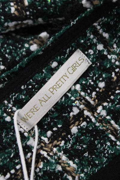We're All Pretty Girls Women Blazer Green Plaid Button Long Sleeve Size L