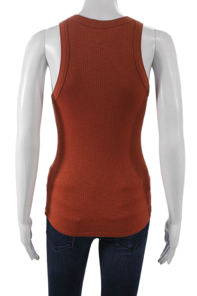 Sundry Womens Basic Sleeveless Scoop Neck Orange Tank Polyester Blend Size 1