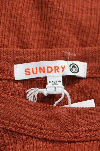 Sundry Womens Basic Sleeveless Scoop Neck Orange Tank Polyester Blend Size 1