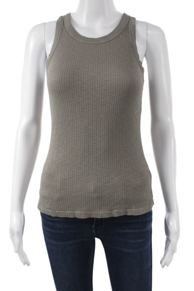 Sundry Women Sleeveless Basic Tank Gray Polyester Blend Round Neck Size 1