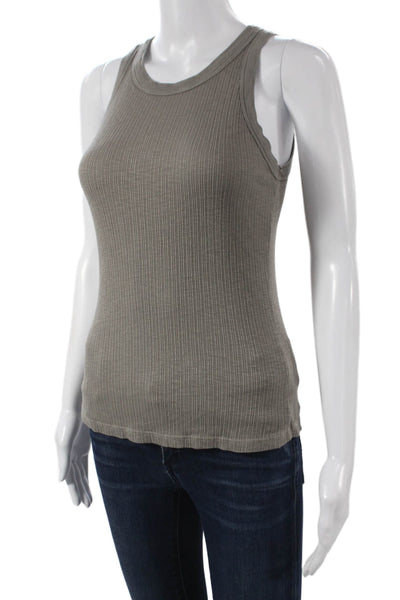 Sundry Women Sleeveless Basic Tank Gray Polyester Blend Round Neck Size 1